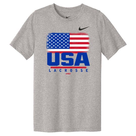 USA Lacrosse Grey Youth Nike tee front view