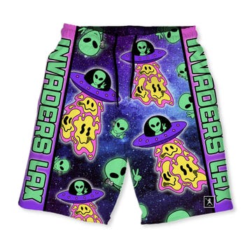 Peace and Alien Invaders Lacrosse Shorts front view