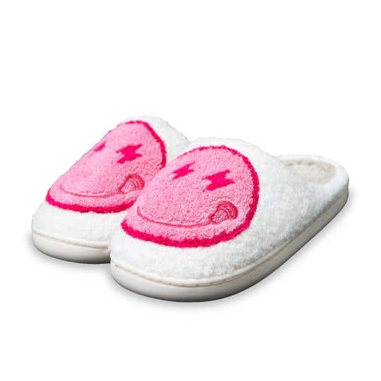 Smiley Slippers - White + Pink 1/23