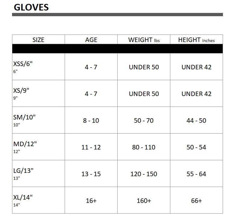 under armor glove size chart